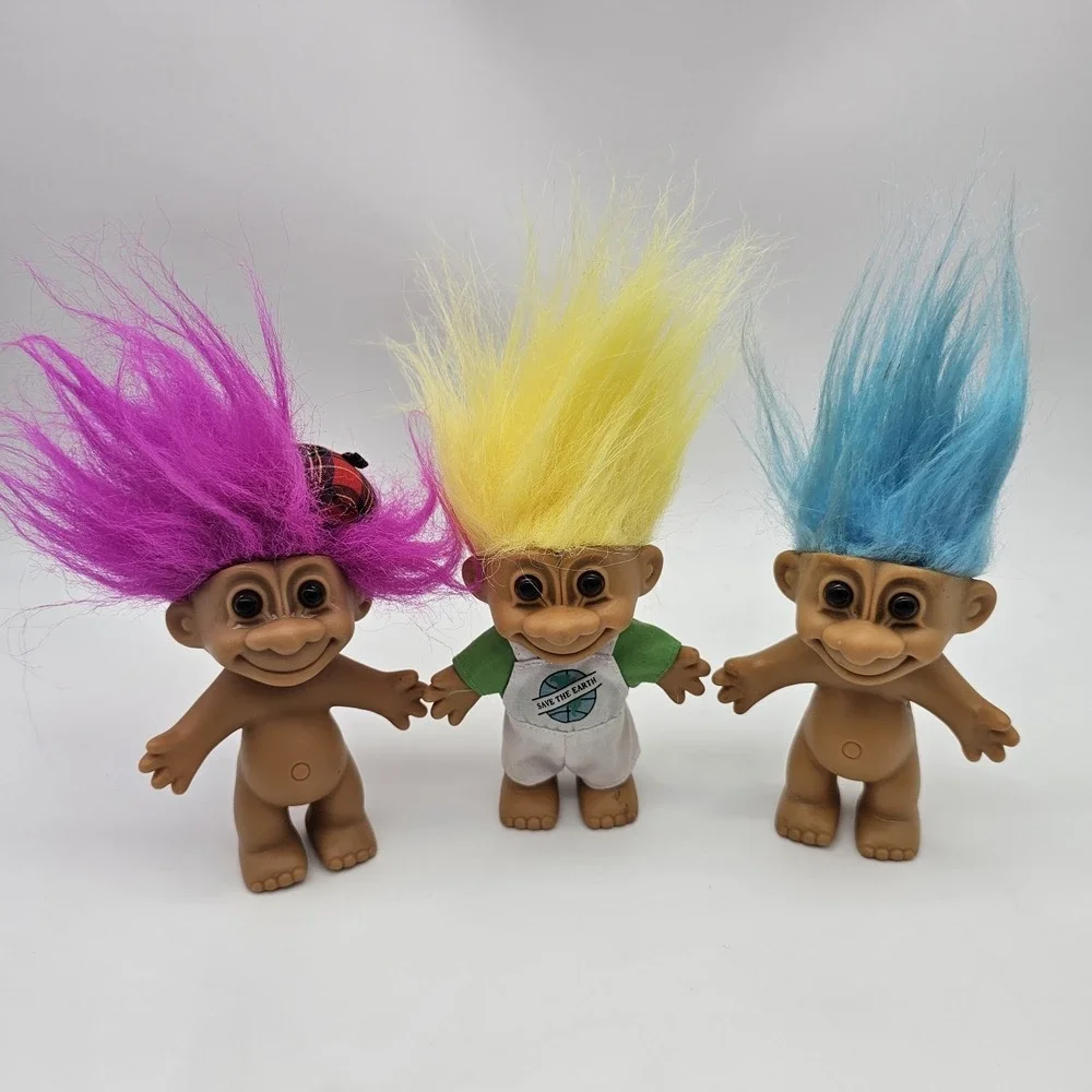 Vintage Russ Troll Doll Lot of 3 90s Neon Hair Save The Earth Outfit Retro  Toys